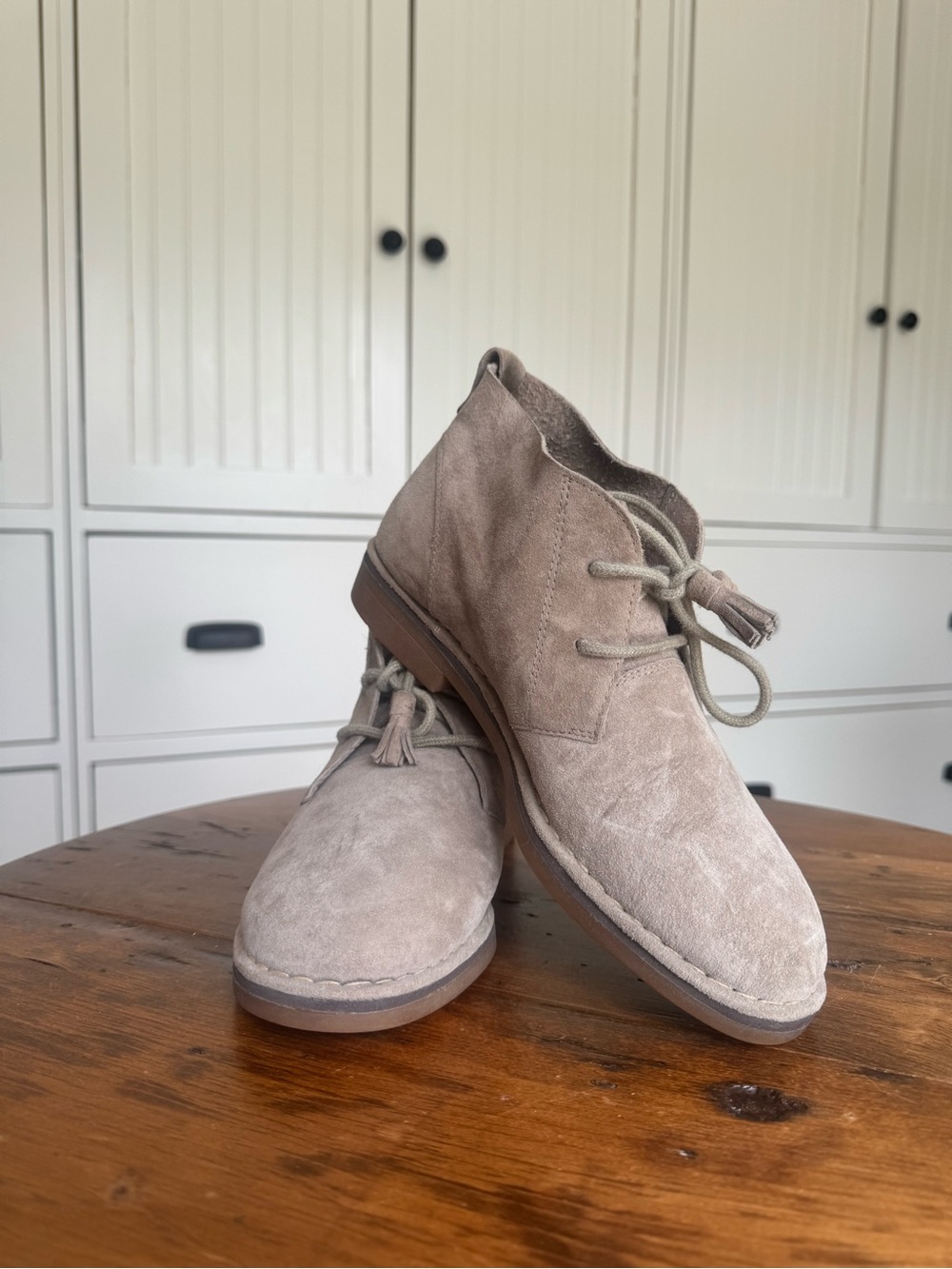Hush Puppies Women's Suede Ankle Booties in Light Beige